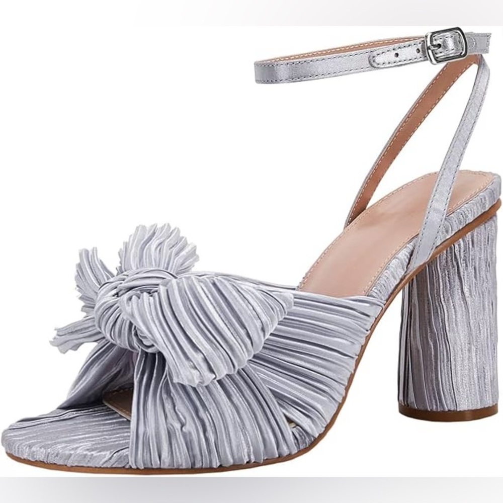 New VETASTE Women's Bow Knot Heeled Sandals Bridal Wedding Open Toe Ankle Heels